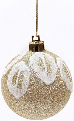Куля новорічна Листя 100 мм золото 7923