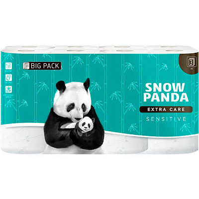 Туалетний папір Сніжна Панда EXTRA CARE Sensitive тришаровий 16 шт.