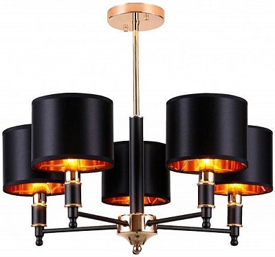 Люстра WunderLicht OM3204-45 5x40 Вт E14 чорний із золотом