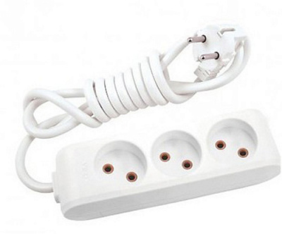Удлинитель 16 А 230 В без заземления 3 гн. белый 2 м 90112302 