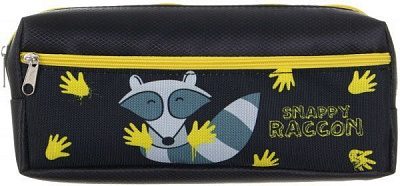 Пенал шкільний на два відділення Snappy Raccon чорно-жовтий