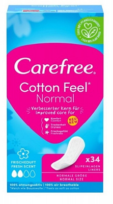Прокладки ежедневные Carefree with Cotton extract fresh normal 34 шт.