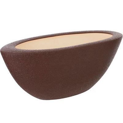Кашпо керамічне Оріана-Запоріжкераміка Ладья шовк шоколадний овальний 9л темний шоколад