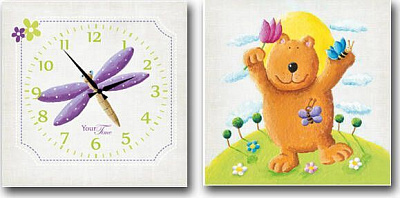 Часы настенные детские на холсте Мишка 28x28 см 06-109