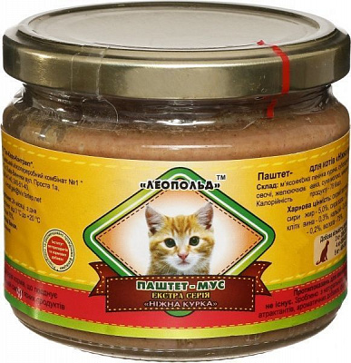Корм Леопольд Паштет-мус з куркою 300 г