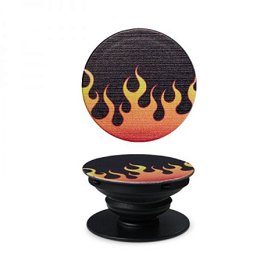 Тримач для телефона Pop 005 Нічне полум'я Luxe Cube чорний з елементами коричневого і жовтого