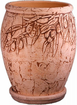 Горщик шамотний Оливка круглий 30л бежевий