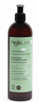 Шампунь органический Najel на основе алеппского мыла 2-в-1 для нормальных волос 500 мл