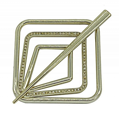 Заколка Квадрат Элит 85х85 мм золото глянец В0021-1 MISLT