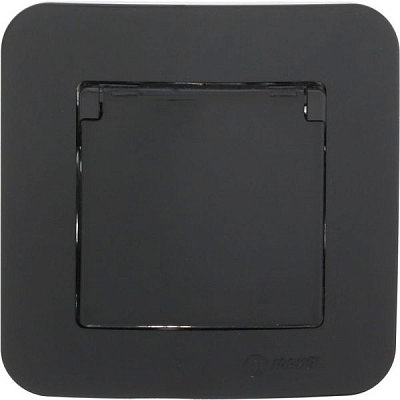 Розетка із заземленням Makel Lillium Natural Kare з кришкою чорний