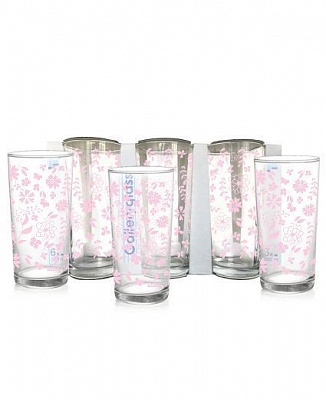 Набор стаканов высоких Цветочный блюз розовый 200 мл 6 шт. Galleryglass 
