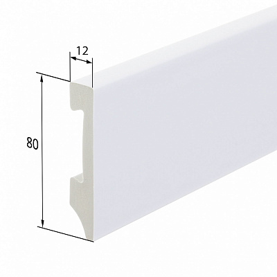 Плинтус дюрополимер King Floor JC 648-W1 белый 2000х80х12 мм
