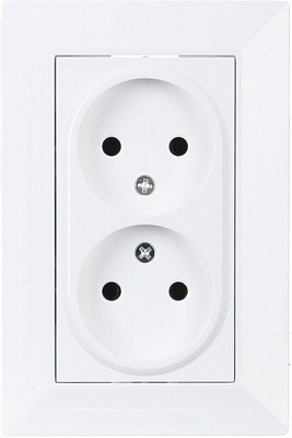 Розетка двойная без заземления HausMark Alta без шторок без крышки белый SNG-SCP.SQ20MG21WTG-W