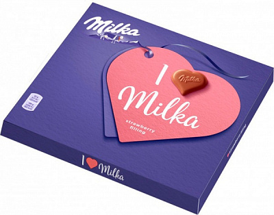 Цукерки Milka з кремово-полуничною начинкою в молочному шоколаді 110 г