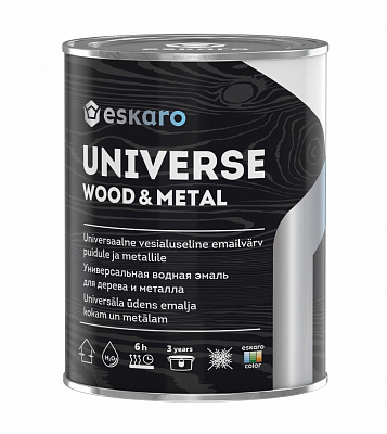 Эмаль акриловая Eskaro UNIVERSE Wood&Metal Белый шелковистый мат 0,9л 1,1кг