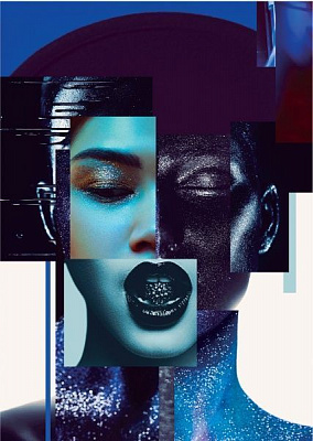 Декор настінний Дівчина колаж 59,4x42 см чорно-білий