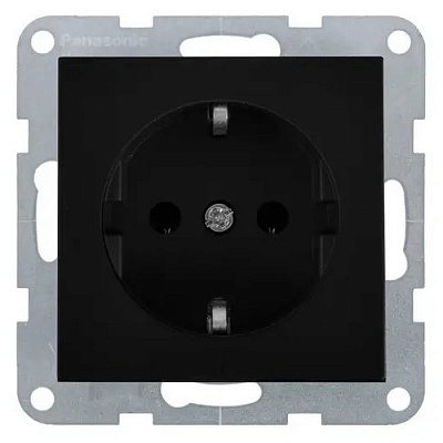 Механизм розетки бытовая с заземлением Panasonic Karre Plus 55 IP20 черный WDTT02022BL-UA1