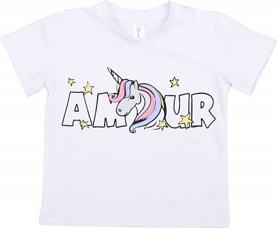 Футболка детская Роксана Амур №01/16908 р.122 белый с принтом 