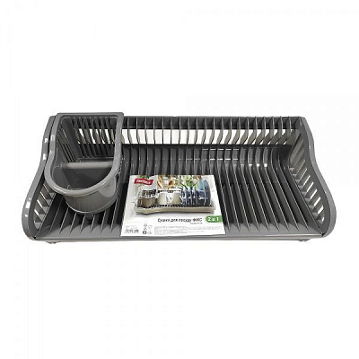 Сушилка для посуды ФИКС 2 в 1 53х23х19 серая Flamberg