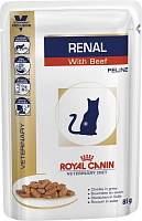 Корм Royal Canin V.D. для кошек RENAL BEEF FELINE (Ренал виз Биф Фелин), пауч, 85 г