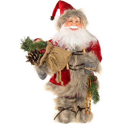 Фигура Дед Мороз Лесной красный 40 см