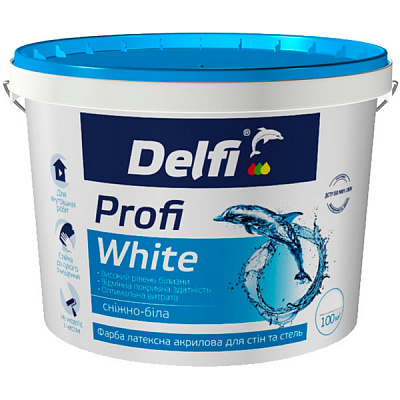 Фарба акрилова Delfi Profi White мат білий 7кг