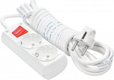 Удлинитель Borsan с выключателем с заземлением 2 гн. белый 5 м BR.1562-5 