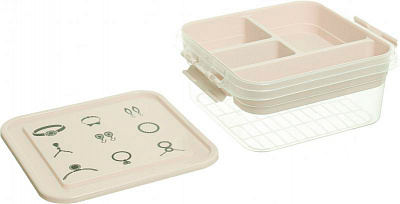 Ящик-органайзер для зберігання Gondol Plastic Bijouterie Box екрю 110x250x