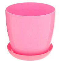 Горшок пластиковый Омела глянцевый круглый 0,8л розовый 