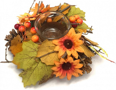 Свічник (1) осінній із ягодами 19х8 см New Star