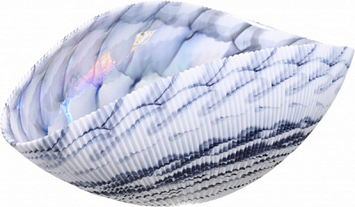 Фруктовница Yalos Murano SHELL 13 см белая с бирюзовыми нитями и перламутровым эффектом 