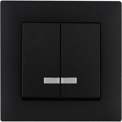 Выключатель двухклавишный Makel Rizz с подсветкой черный матовый 88054023