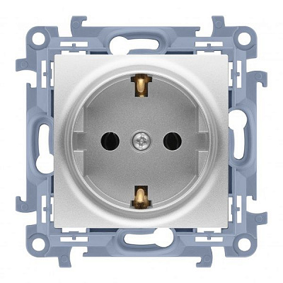 Розетка із заземленням Simon 10 сріблястий CGSZ1.01/43