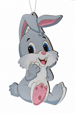 Подвеска Кролик на місяці 11,5 см серый/золотой 1821