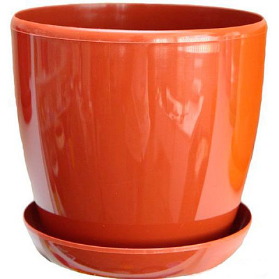 Горшок пластиковый Омела глянцевый круглый 1,4л терракот 