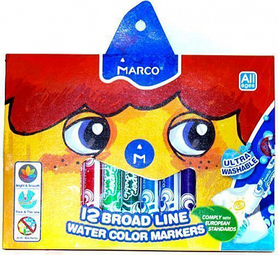 Фломастери Super Washable Jumbo 12 шт Marco