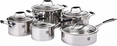 Набор посуды Houston 10 предметов со стеклянными крышками Flamberg Premium