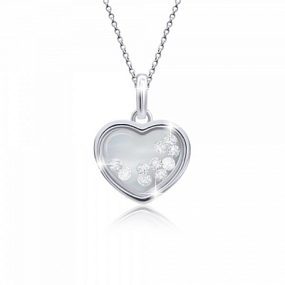 Кулон UMa&UMi Сердце большое с подвижными вставками бесцветный