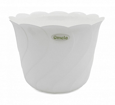 Кашпо пластикове Омела Батик круглий 0,35 л білий