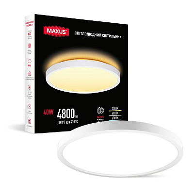 Світильник світлодіодний Maxus 40 Вт чорний 3000/4100/6000 К 1-MSP-40W-SLIM-WH