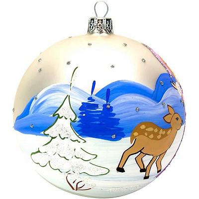 Куля скляна d100 4066 Снігурка срібний