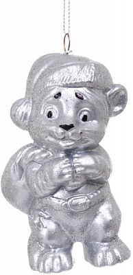 Підвіска Тигрик 3Д з мішком d 12 см срібний