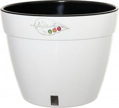 Горщик пластиковий Santino Асти круглий 9л білий/чорний (AS4 ALB-NGR)