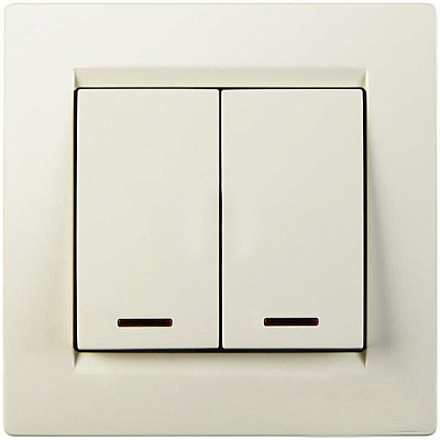 Вимикач двоклавішний UP! (Underprice) One з підсвіткою 220В крем 706-0303-112