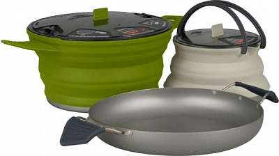 Набір посуду Sea To Summit X-Set 32 Charcoal Pan Olive Pot Sand Kettle (STS AXSET32CH)