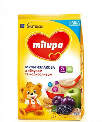 Каша молочная Milupa от 7 месяцев мультизлаковая с яблоком и черносливом 210 г 