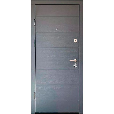 Двері вхідні Міністерство дверей КС-202+ (квартира) грифель горизонт / пломбір горизонт 2050х860мм ліві