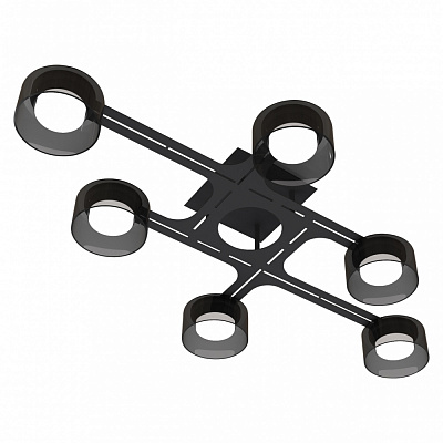 Люстра стельова Hopfen SAGA-GX-6-CL BK 6xGX53 чорний