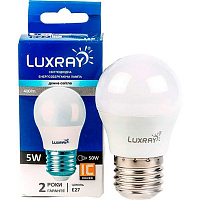 Лампа світлодіодна Luxray 5 Вт G45 матова E27 220 В 4200 К LX442-A45-2705 