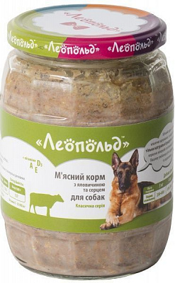 Корм Леопольд Мясний корм з яловичиною та серцем для собак 720 г